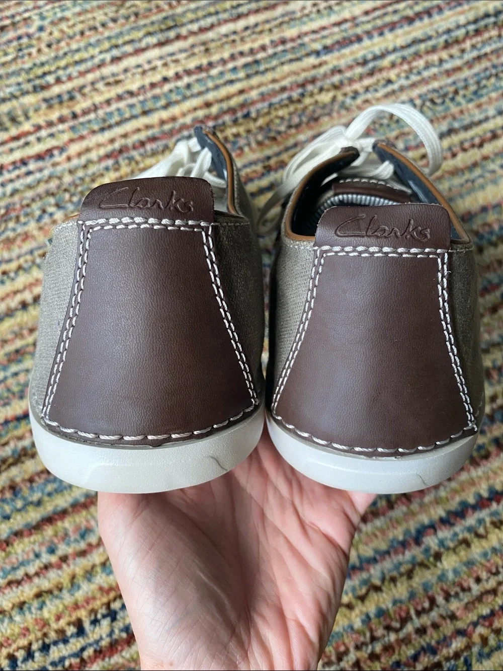 Clarks Men’s Brown & Gray Canvas Sneakers 10